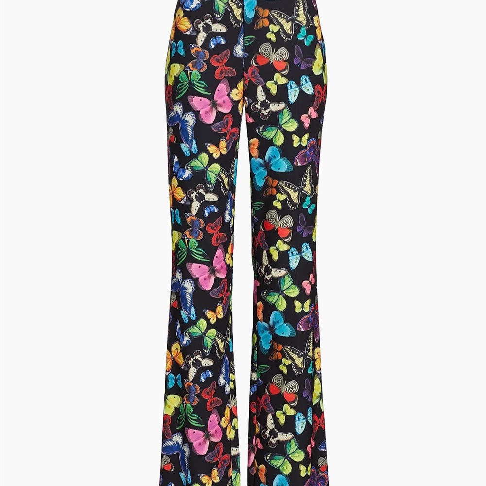 Alice + Olivia Multicolor Butterfly Print Flare Pants